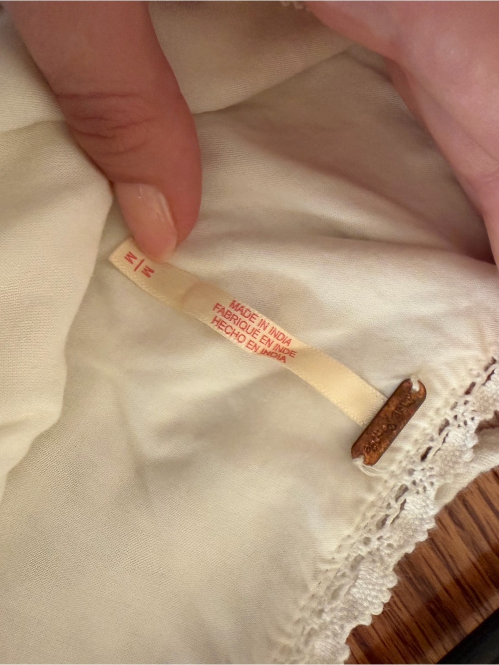 Cream Lace-Trim Cotton Dress by FREE PEOPLE - Picture 4 of 5